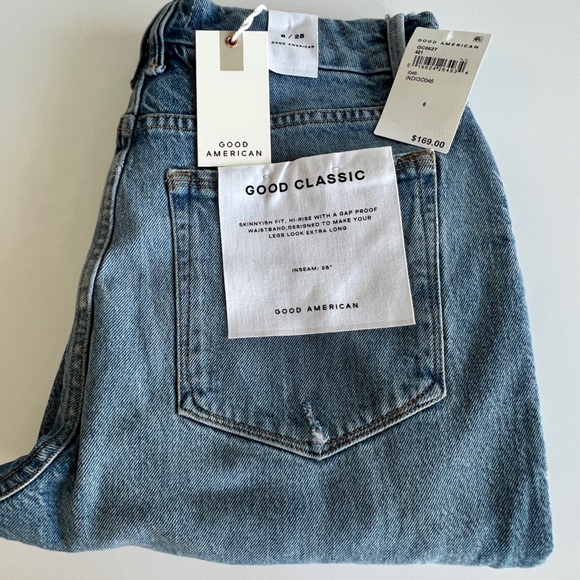 Good American Good Classic High Rise Distressed Jeans, Indigo - Size 28 - Picture 8 of 12